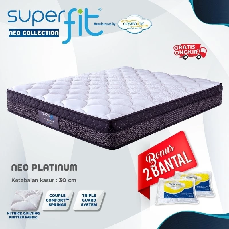 springbed kasur matras plushtop spring bed Comforta - Superfit  tipe Neo Platinum 200x200, 180x200, 160x200, 120x200