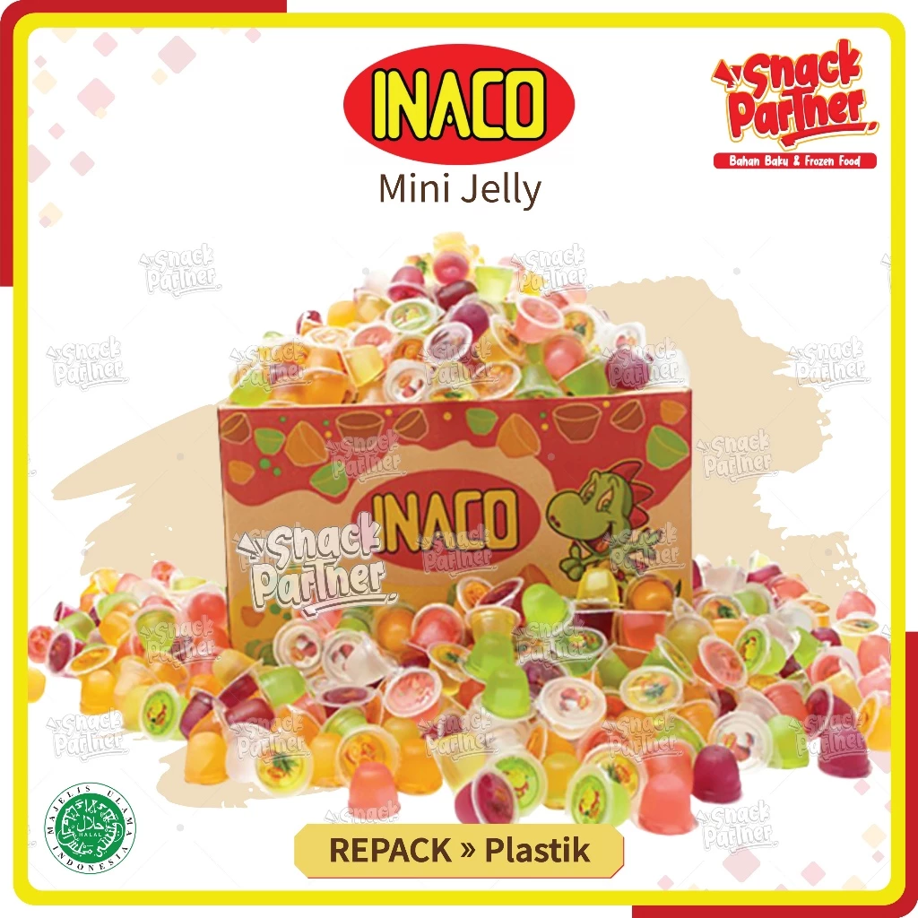 INACO Mini Fruit Jelly Juice REPACK Kiloan 250 / 500 gr / 1 kg - Jeli Agar Buah Mix / Campur - GROSIR Kalimantan Selatan Banjarmasin - Anggur Nanas Jeruk Strawberry Stroberi Leci Mangga Nata de Coco INAKO