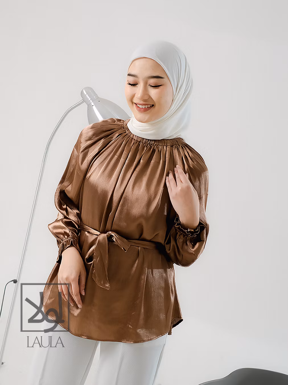 ATASAN KEMEJA BLOUSE BLUS WANITA SILKYSHIMER CRADENZA KOREAN LOOK STYLE SATIN PREMIUM