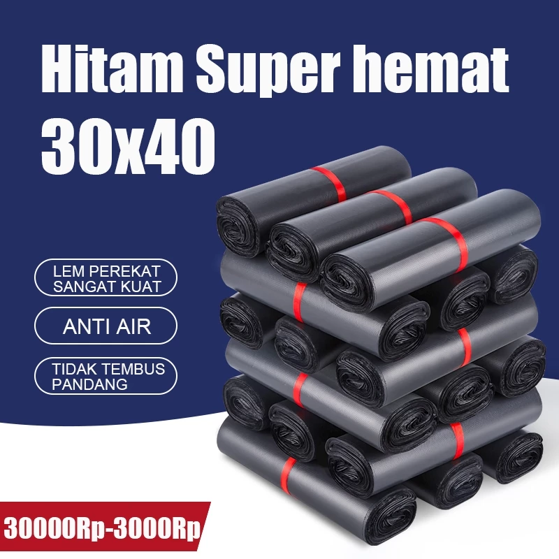 Polymailer 30X40 Hitam Super hemat kantong packing packaging baju plastik tebal