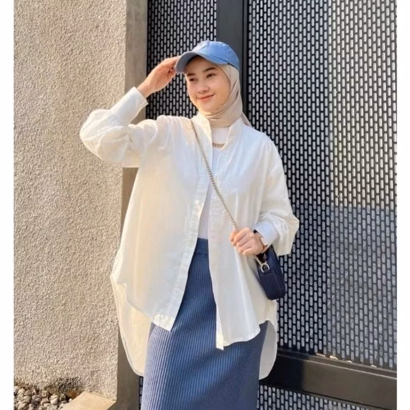 Atasan Linen Kemeja Wanita Linen Oversize Model Olivia Shirt Bahan Linen Premium