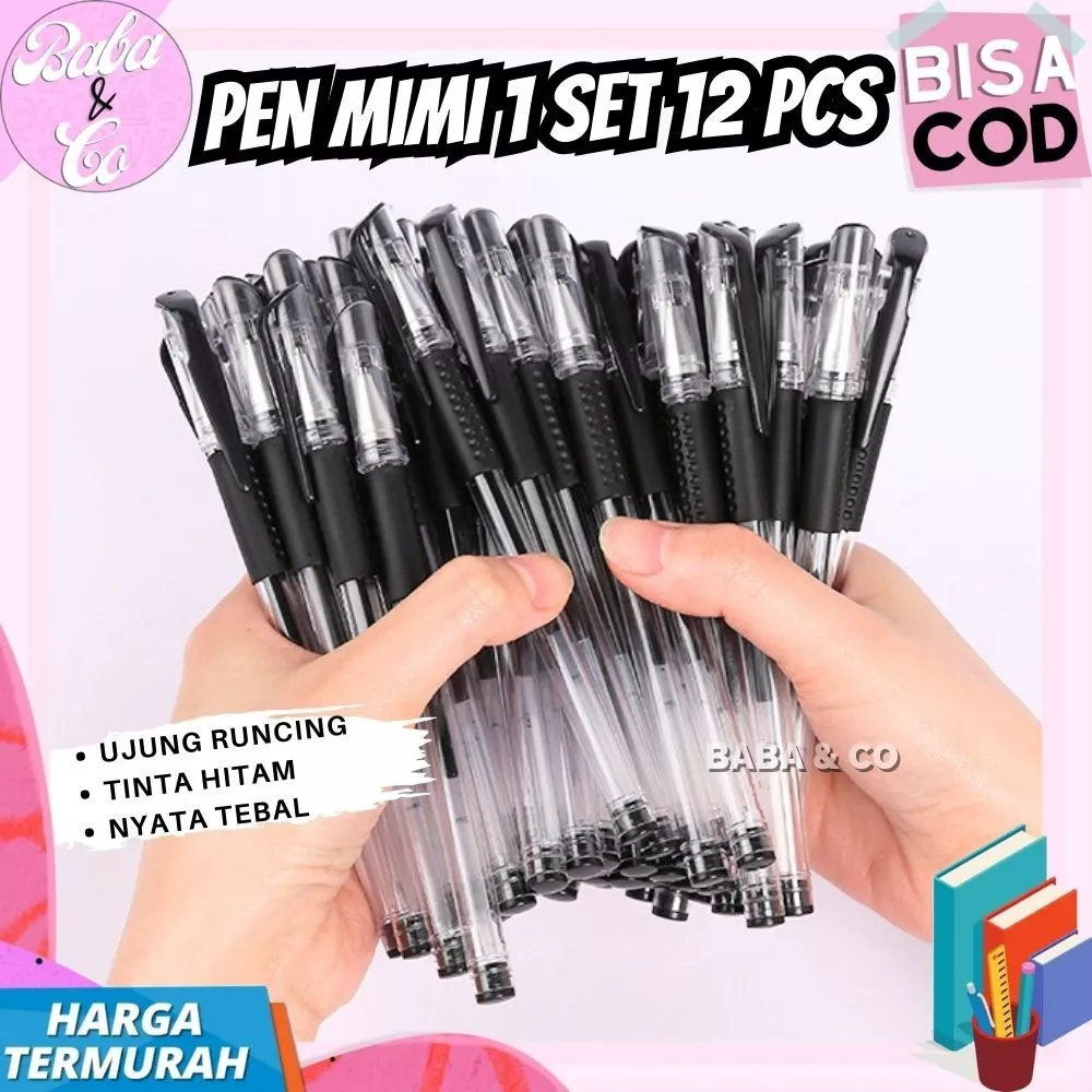 PEN MURAH 1 BOX ISI 12 PCS  PEN GEL MIMI PEN GEL PULPEN MURAH ALAT TULIS KANTOR SEKOLAH ATK MURAH