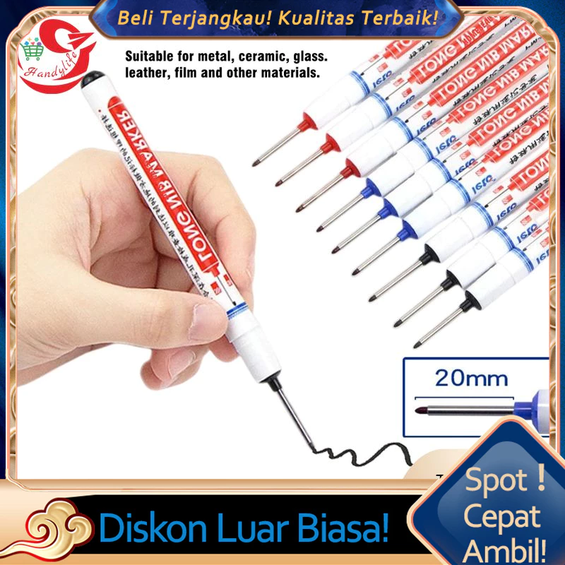6pcs/set Spidol Marker Serbaguna Penanda Besi Kayu Kepala Panjang Long Head