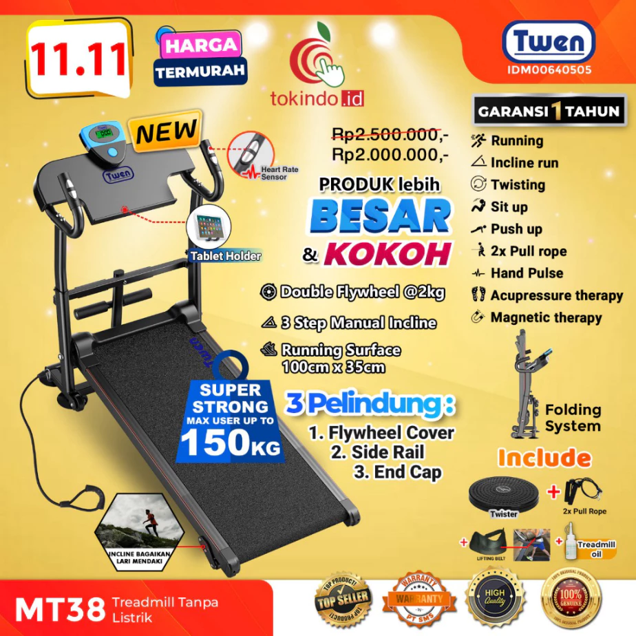 Ready Stock Twen MT21 MT21h MT28 MT28h MT31 MT38 Treadmill Manual Multifungsi Treadmill Manual Tanpa Listrik Treadmill Termurah terlaris di Banjarmasin Kalimantan Selatan