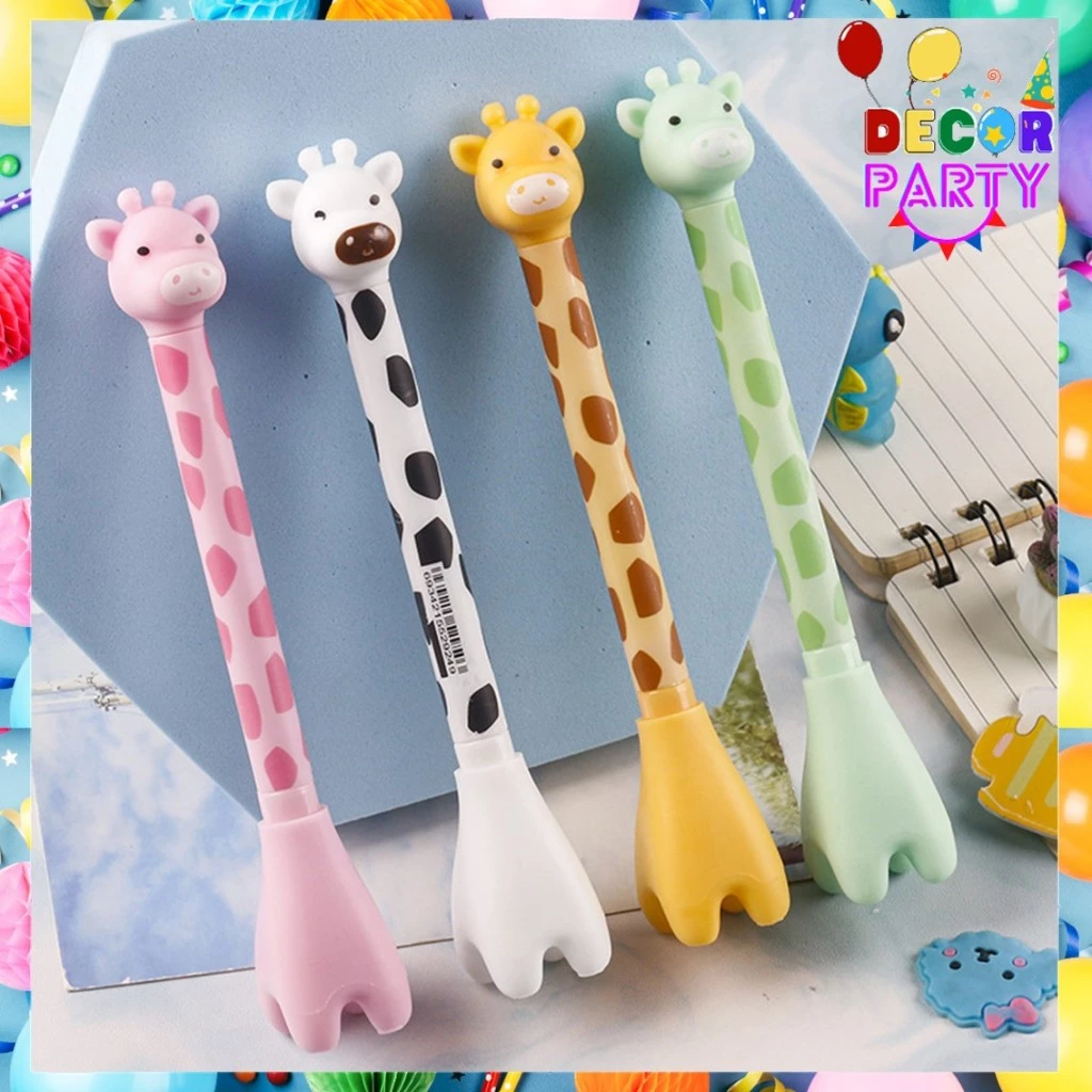 DP Pena Tinta Hitam Karakter Hewan Lucu Model Animal Pen Gel Jerapah Girrafe Ballpen Pena Pulpen Ujung Lancip Karakter