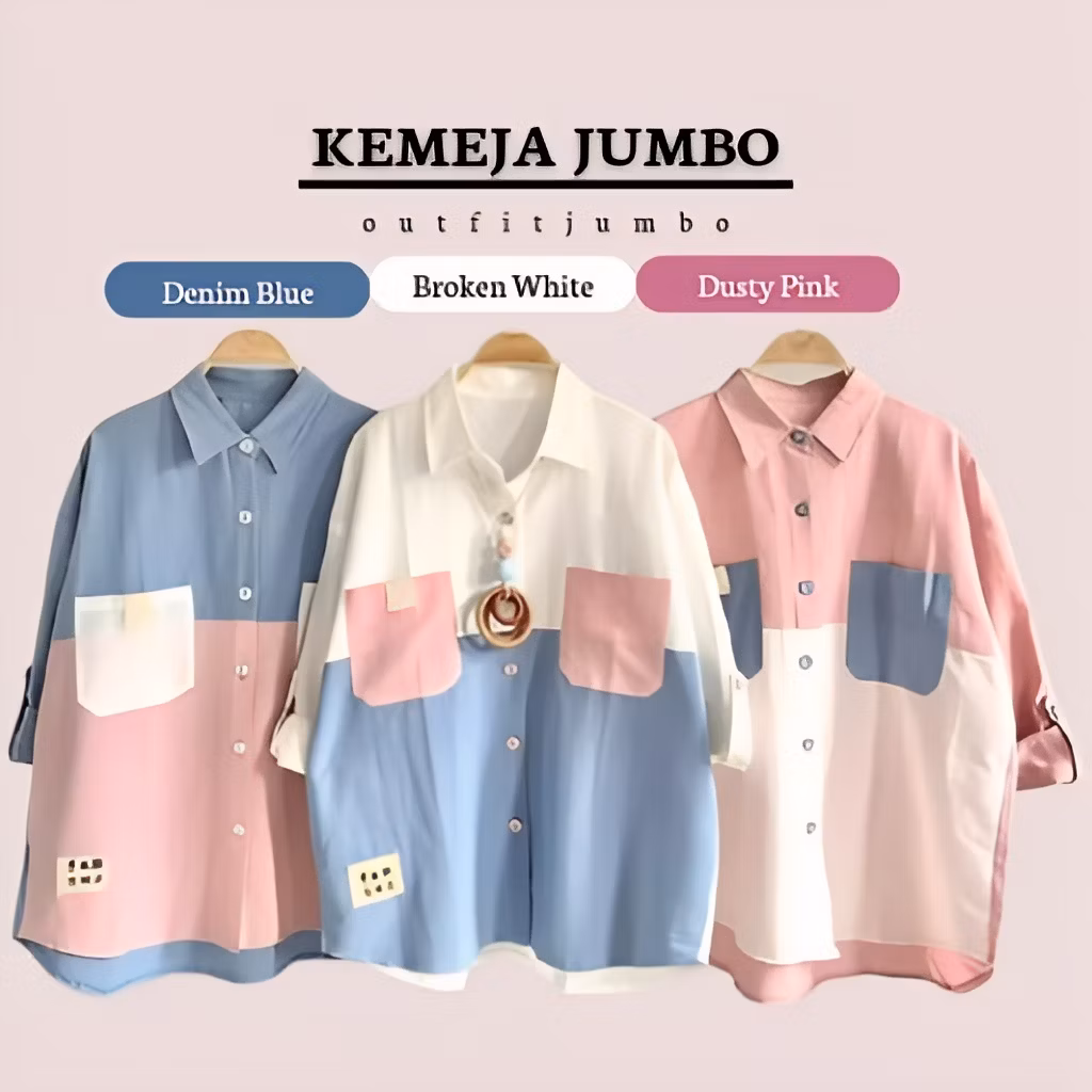Nada Kemeja Wanita S M L XL XXL 3XL 4XL 5L - Kemeja Jumbo Ld 110 120 130 140 - Matt Crinkle Lengan P