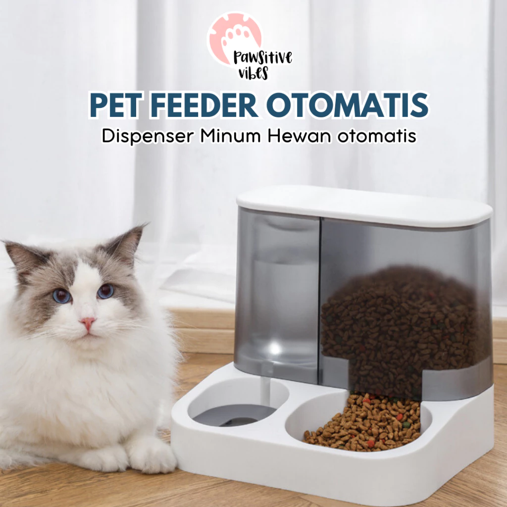 Pet Feeder Otomatis 2 in 1 - Tempat Makan Anjing/Kucing Dispenser Minum Hewan - Dispenser Makan Dan Minum Automatic Untuk Anjing Dan Kucing