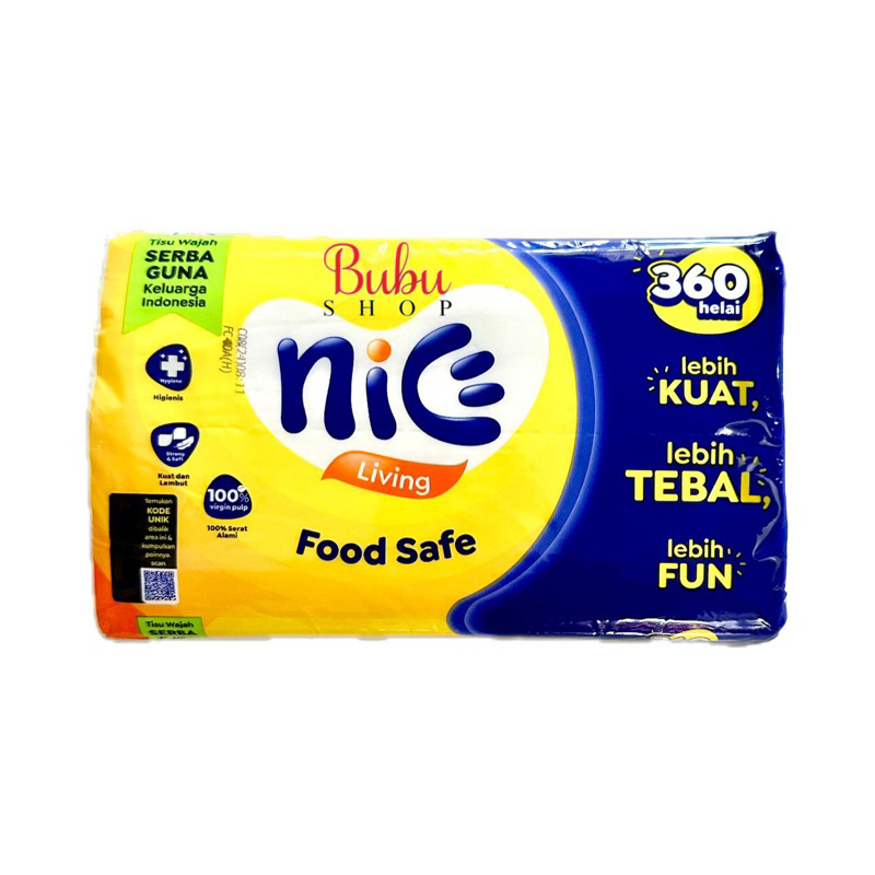 Tisu Tissue Nice 360 Helai Kemasan Baru Warna Kuning Biru
