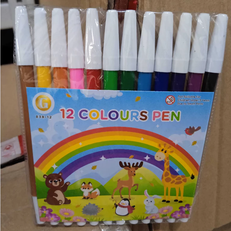 APEN Spidol 12 Warna ATK Kantor Sekolah Mewarnai Anak