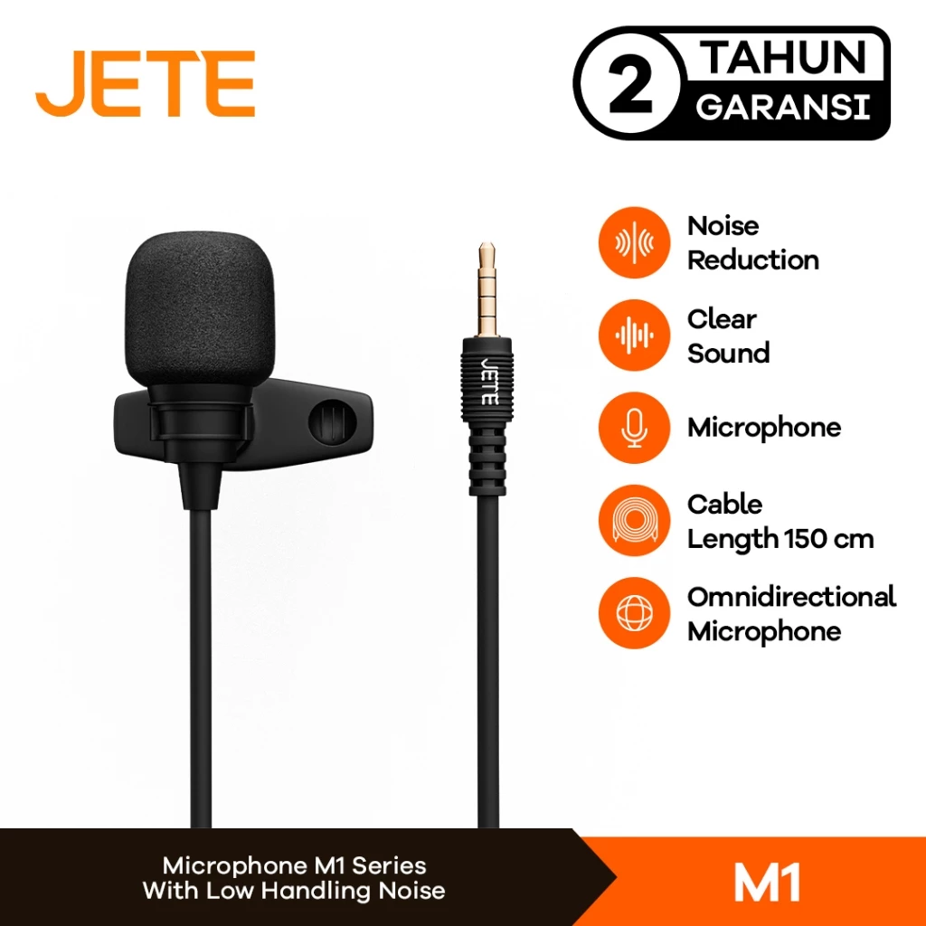 24. JETE Microphone M1 Mic Clip On Kabel 3.5mm Mikrofon HP
