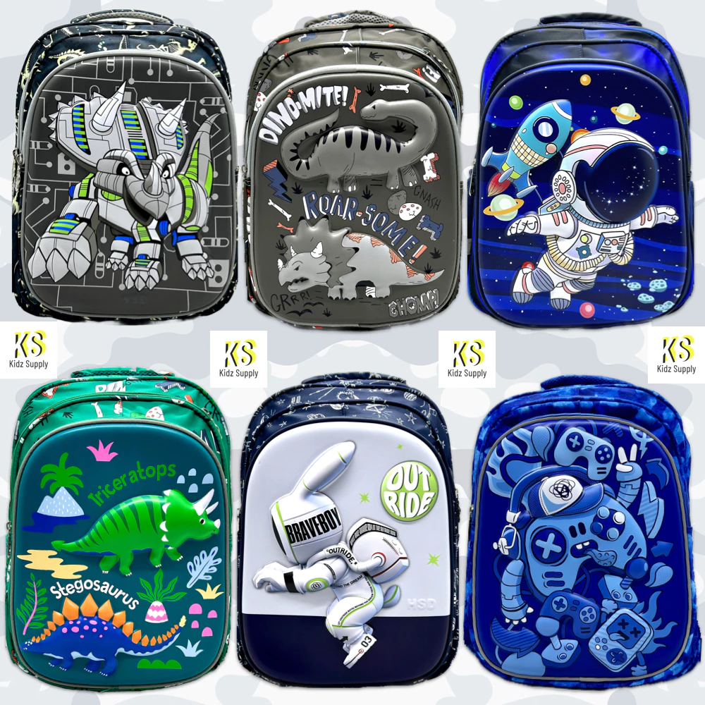 Tas Ransel SD TK PAUD Anak Laki Laki Tas Sekolah Anak Gambar Timbul Dinosaurus Astronot 2616