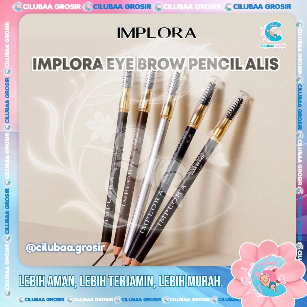 IMPLORA Eye Brow Pencil Long Lasting 2 IN 1 ( PENSIL + SERUTAN + SIKAT ) || PENSIL ALIS IMPLORA