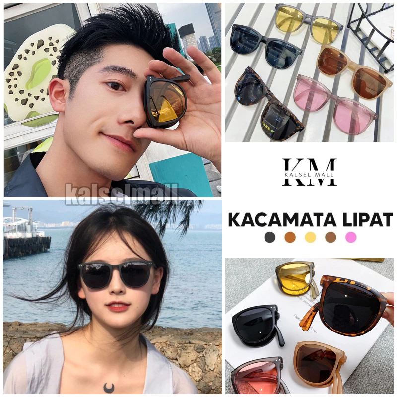 Kacamata Bisa Di Lipat Selebriti Branded Hitam Pria Wanita Artis Anti Radiasi dan UV Ultraviolet Fashion Frame Kaca Mata Sunglasses Item Eyewear Raffi Ahmad Nagita Andin Vincent Gisel Biker Motor Pantai Santai Warna Banjarbaru Banjarmasin KCH49