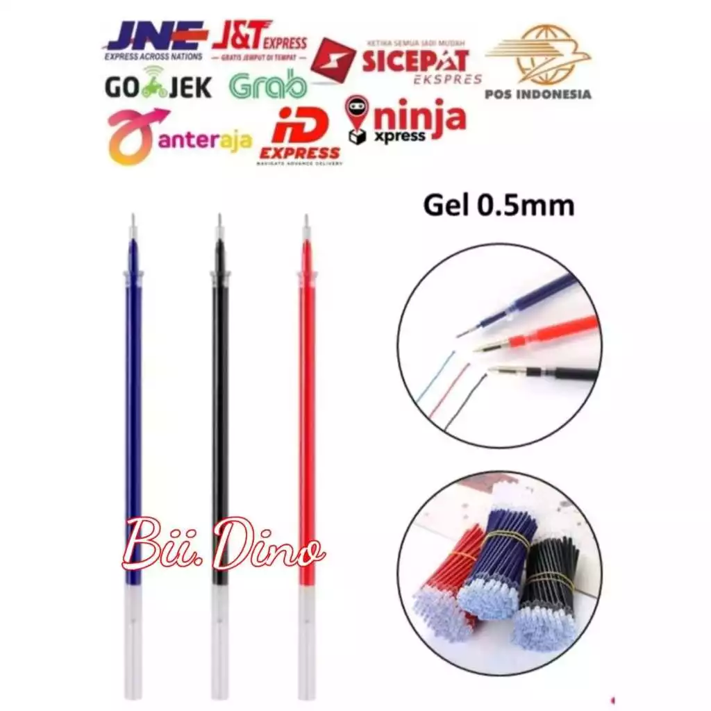 Refill Pena Gel 0.5mm Standard Pulpen Mimi Tinta Cair Isi Ulang 0.55mm Pen Hitam Merah Biru Bolpoin Alat Tulis Sekolah Kantor