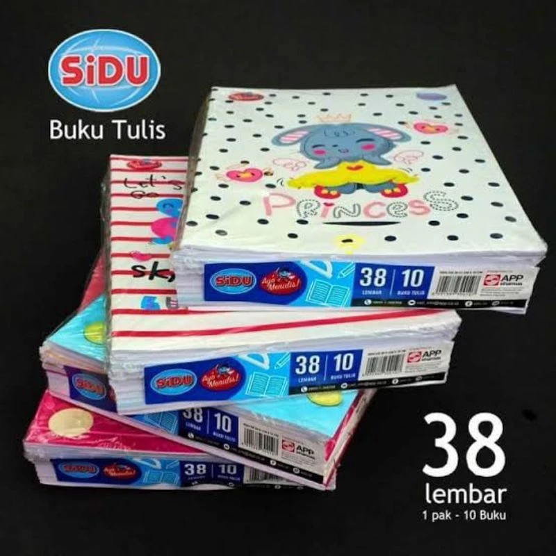 1 PACK (10 PCS) BUKU TULIS SINAR DUNIA / SIDU 38 LEMBAR, EL CREATIVE 38 LEMBAR, KIKY YOU 38 LEMBAR, SIDU DODO 38 LEMBAR