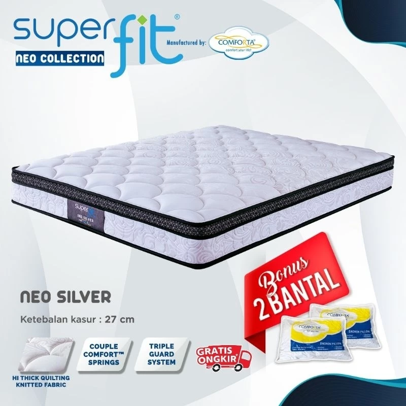 spring bed kasur matras Comforta Superfit Neo Silver 200x200 180x200 no nomor 1 king 160x200 no 2 queen 120x200 plushtop garansi