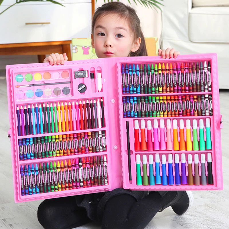 Set Krayon Anak 150pcs Perlengkapan Menggambar Alat Lukis Anak Kado Anak Edukasi Crayon Set