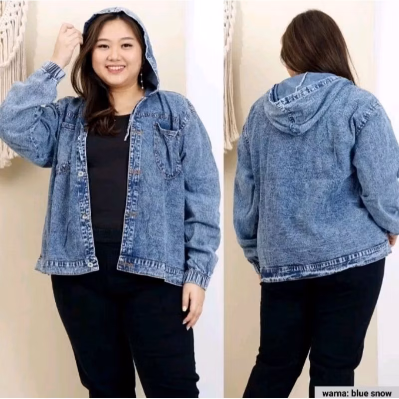 JAKET JEANS HOODIE WANITA,JACKET HODIE OVERSIZE