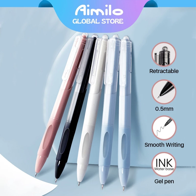 Aimilo Gel Pen Pulpen Gel Retractable 4 Warna 0.5mm 1 PCS Alat Tulis Sekolah Kantor