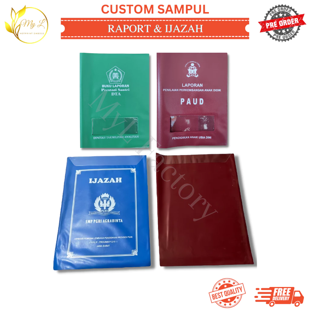 My.L CUSTOM - SAMPUL BUKU RAPORT & IJAZAH STTB SEKOLAH, CUSTOM SABLON & COVER BAHAN NAVA 0.15 TEBAL