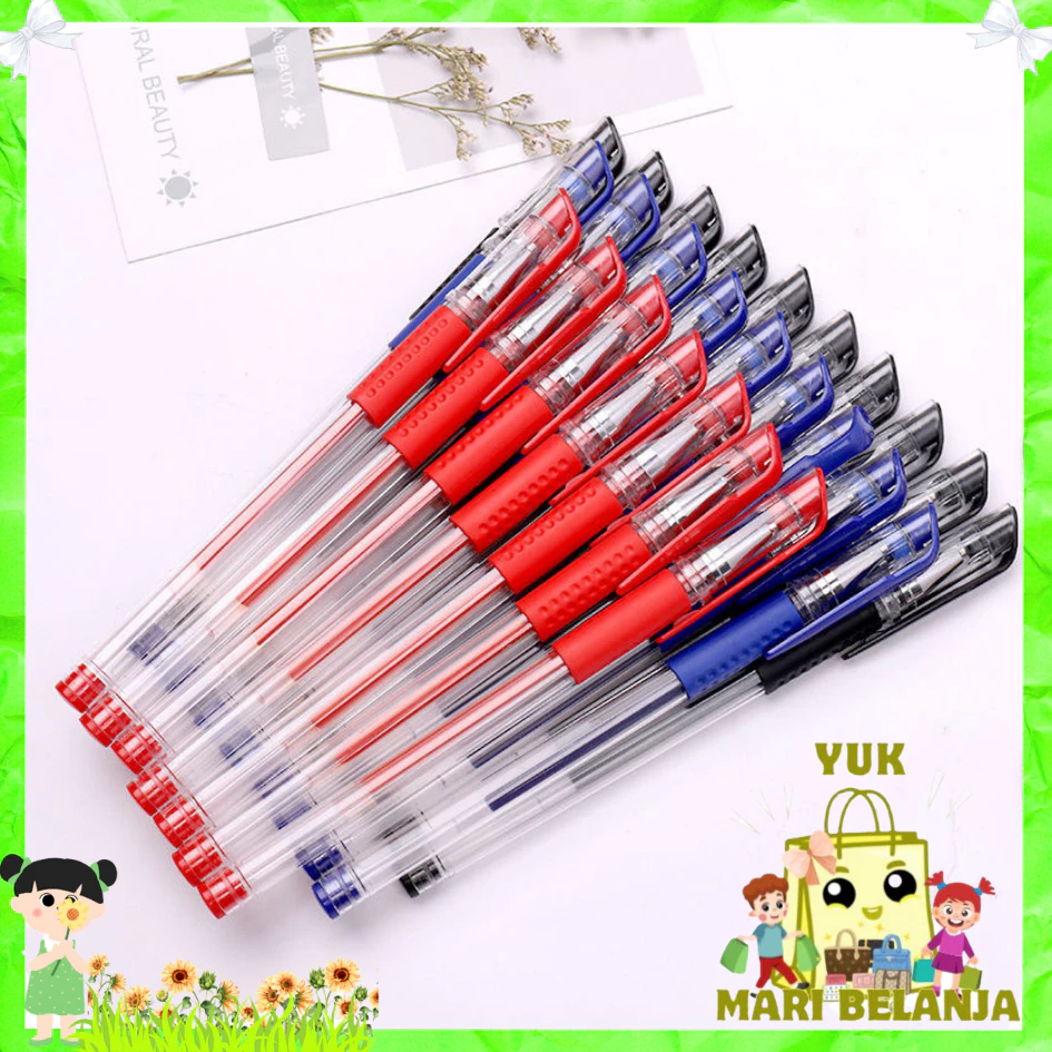 YMB - Pena Gel 0.55mm Standard Pulpen tinta cair Alat Tulis Sekolah Kantor Pen Warna Warni Pena Ujung Lancip ATK Murah