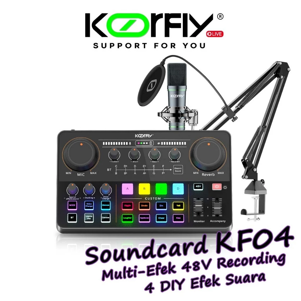 Hadiah Gratis Koorfly Kf04 48V Mixer 12 Efek RGB