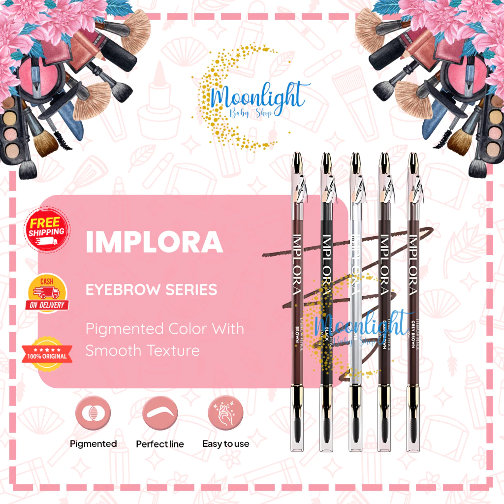 Implora Pensil Alis 2in1 Pensil+Serutan+Sikat Eyebrow Pencil 2.5gram