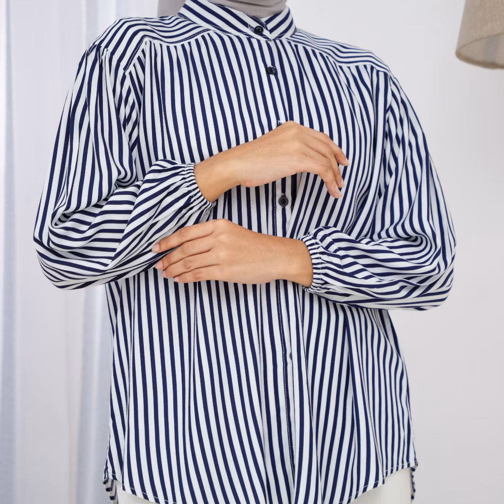 Azura Kemeja Salur Wanita Terbaru Atasan Rayon Wanita Busui