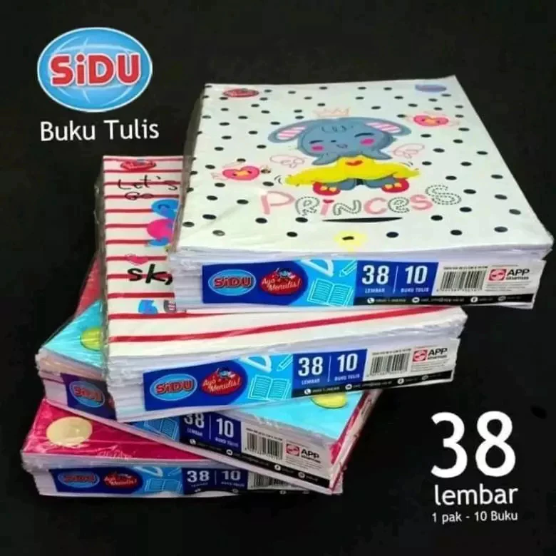 Buku Tulis Sinar Dunia 38 Lembar ( SIDU 38 ) Ukuran Qwarto Cover Random - Pack (10 Buku)