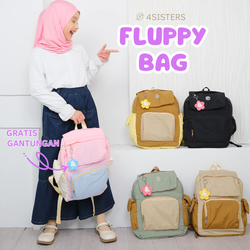 4SISTERS Fluppy Bag – Tas Sekolah Anak Perempuan TK SD | Lucu, Anti Air, Ringan, Muat Banyak