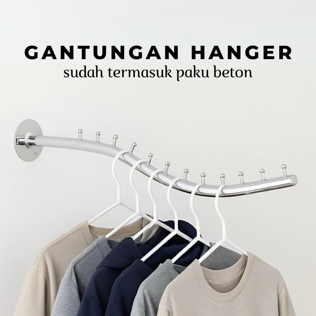 Hanger Suling tembok ( 6, 9, ,12 ) paku BELALAI | Hanger Baju | Gantungan Baju | Display Toko Baju