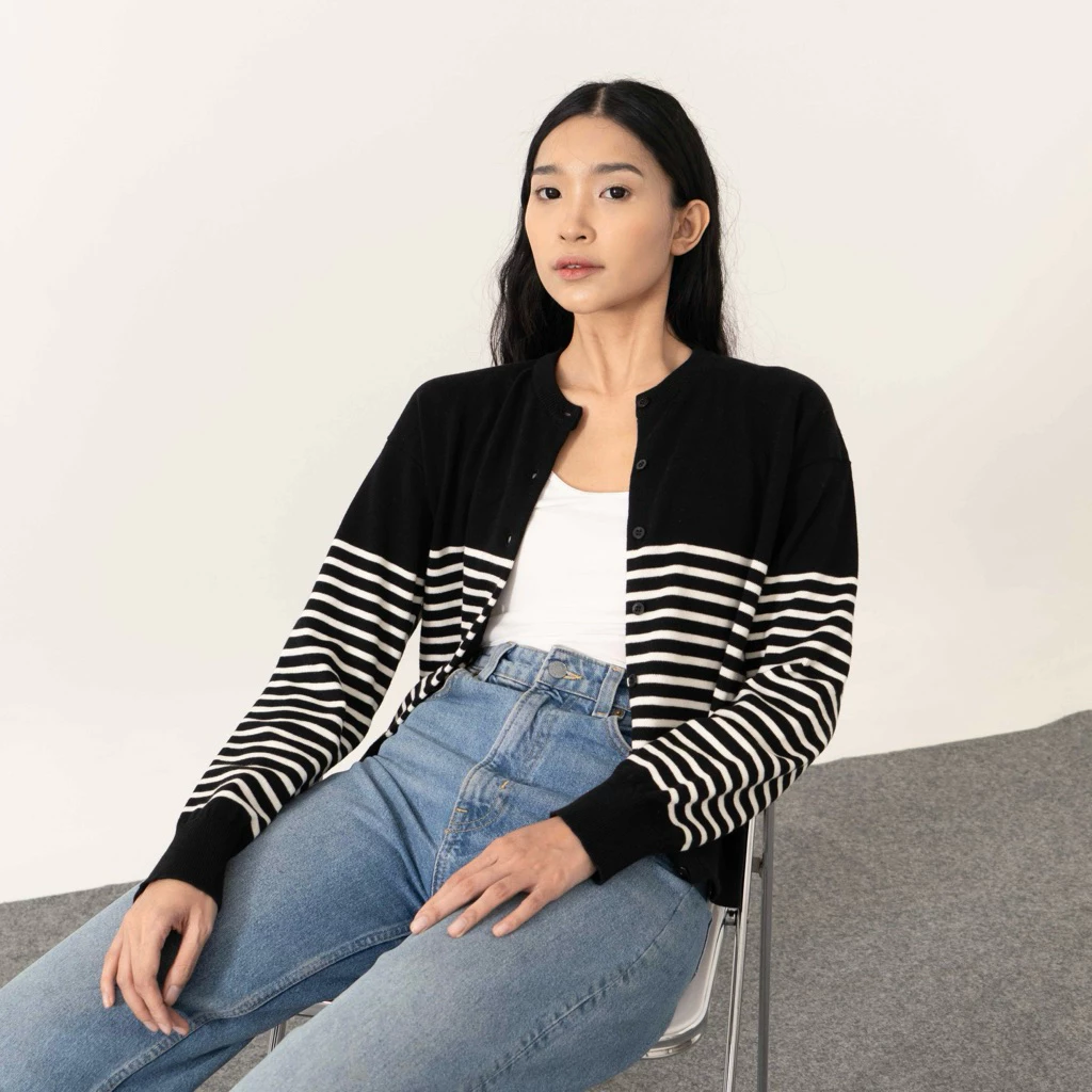 SHOPATCLOTH - Basic Striped Cardigan