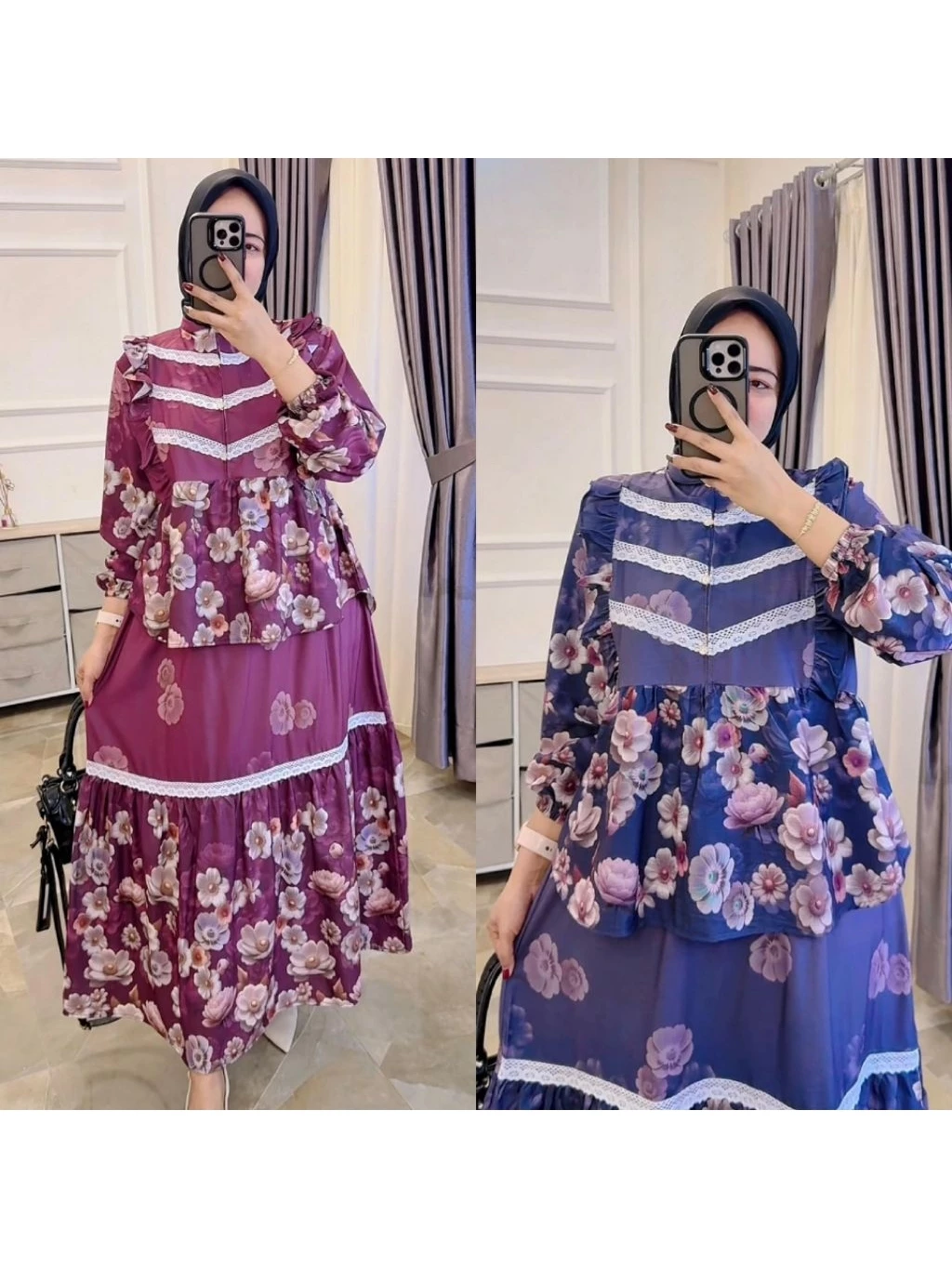 Levania One Set Setelan Rok Tingkat Ruffle Atasan Blouse Wanita Coquette Aesthetic Casual Korean Sty