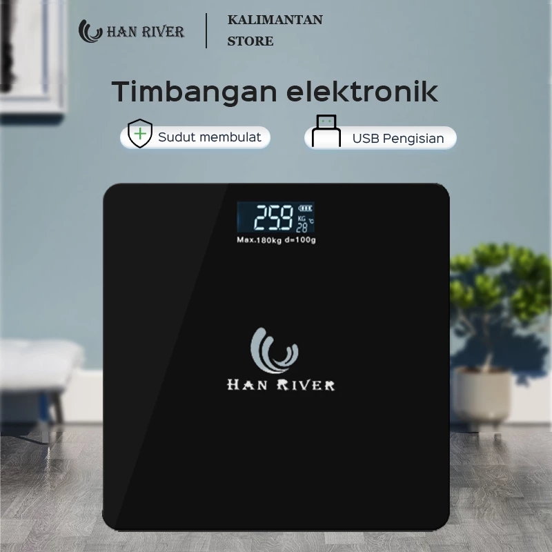 [Pengiriman dari Banjarmasin]HAN RIVER Timbangan Digital/Timbangan Badan Digital(Memuat Beban 180kg)