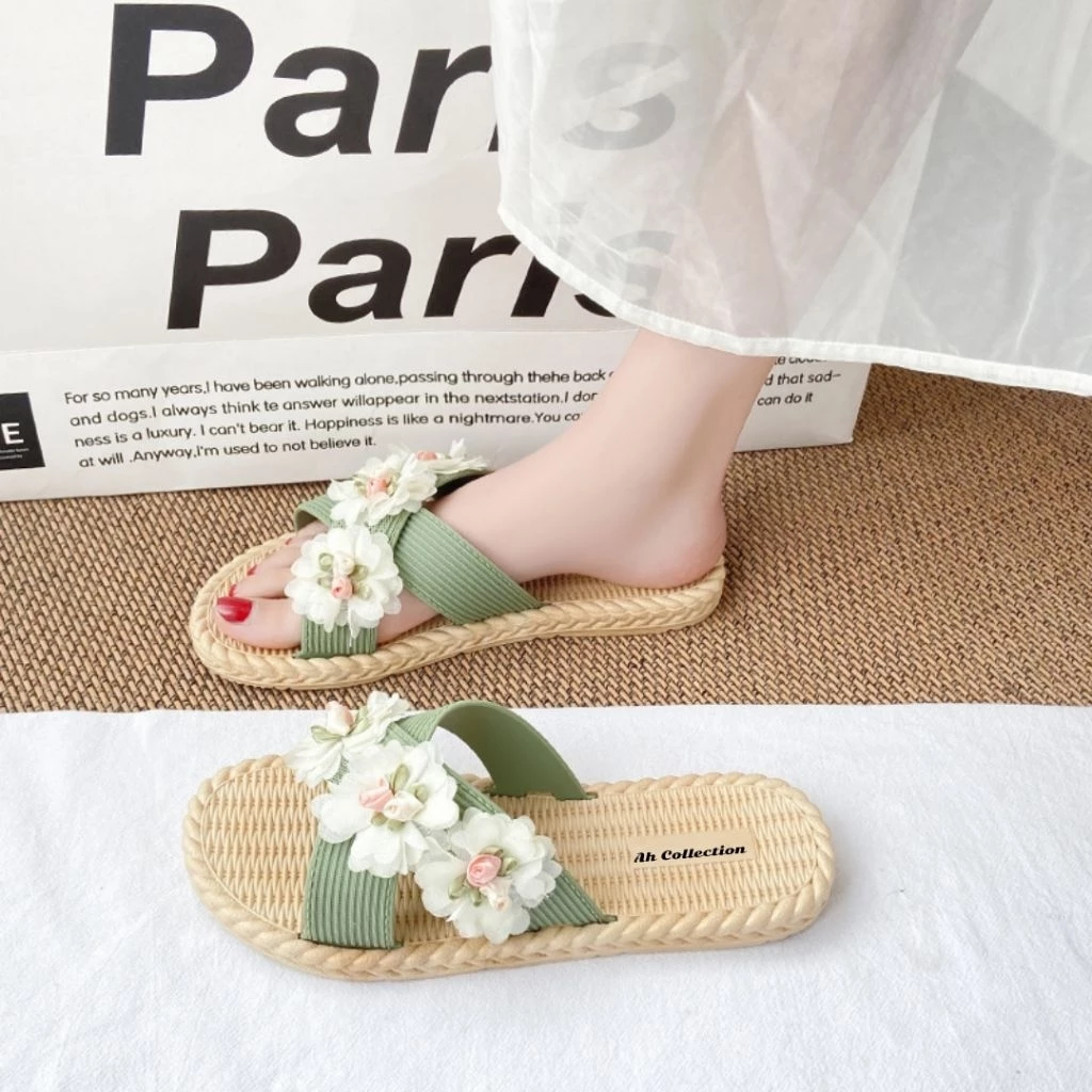 Sandal Santai Wanita Cantik | Sandal Bunga Elegan ala Korea
