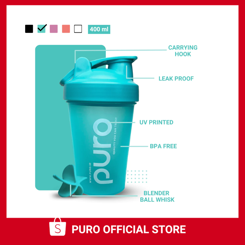 PURO Shaker Botol Minum Ukuran 400ml