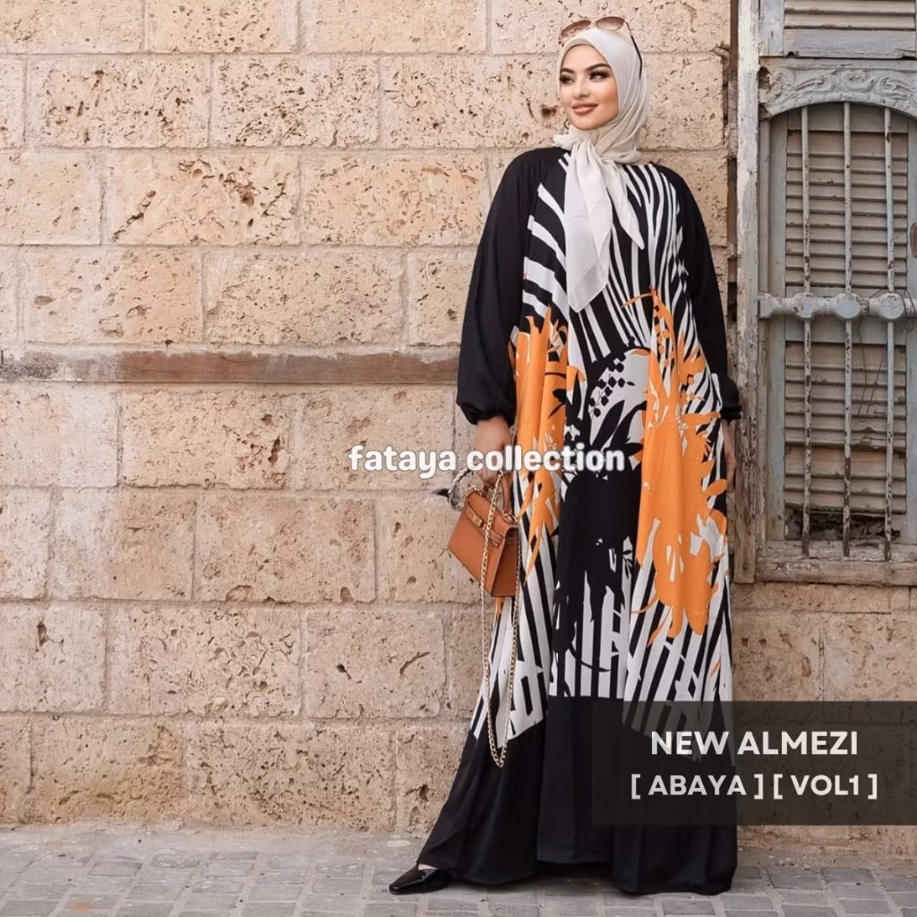 Fataya Collection NEW ALMEZI Abaya Exclusive Animal Print - Kain Silk Doff LD120cm