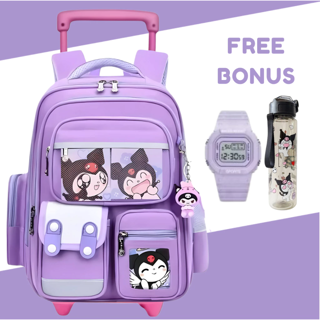 Tas Trolly Anak Karakter Free Botol ATK Sekolah - Tas Koper Anak SD Cute - Tas Dorong Sekolah Anak Perempuan - Tas Troli Anak murah bisa cod - tas anak TERLARIS