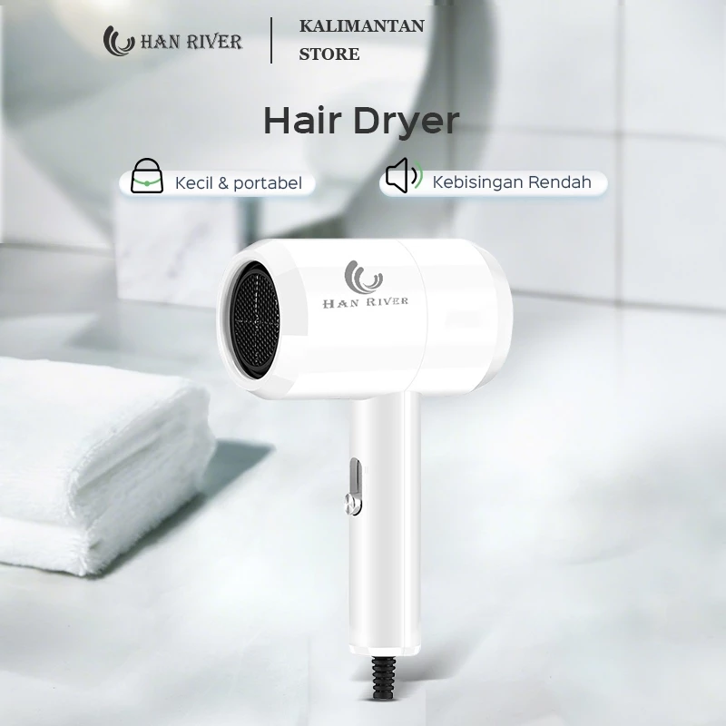 [Pengiriman dari Banjarmasin]HAN RIVER Hair Dryer 600W Pengering Rambut Hair Dryer Low Watt Portable