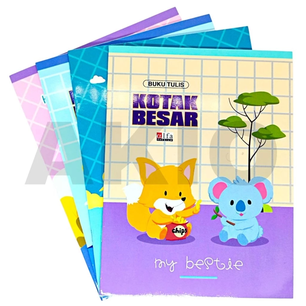 Buku Tulis Kotak BESAR Anak Karakter BERUANG BEAR Lucu ALFA PREMIUM 38 Lb 1,4x1,4 cm Glossy Mandarin Jepang Matematika Sekolah Aesthetic BKB-24