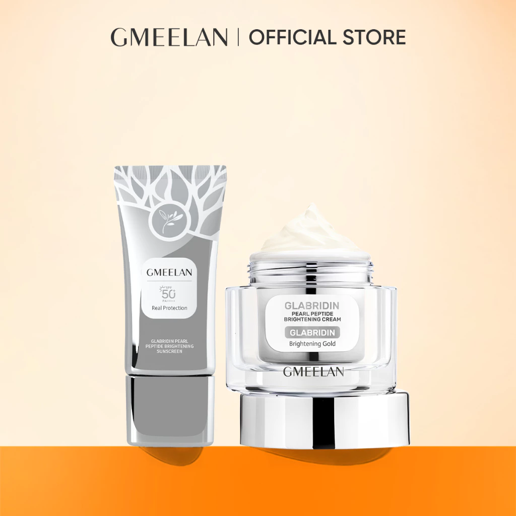 GMEELAN Brightening Sunscreen SPF50+ PA++++ 30g Glabridin Pearl Peptide Serum Sunblock Sunscreen Wajah + Brightening Cream 30g Day Cream Night Cream Moisturizer Lazy Cream Skincare