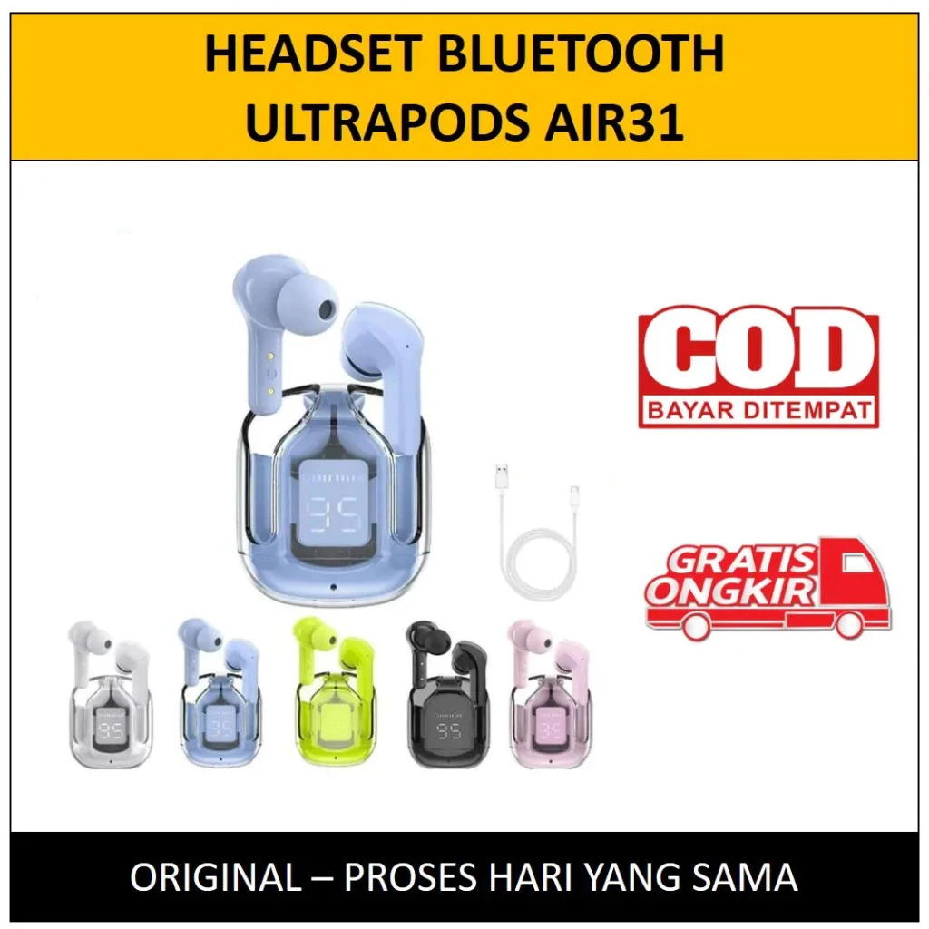 COD Headset Wireless AIR31 Earphone Headset Bluetooth / TWS Air31