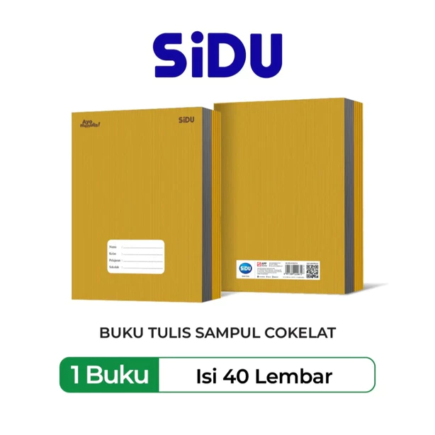 Sidu Buku Tulis Sekolah Sampul Coklat 40 Lembar - 1 Pack Isi 10 Buku