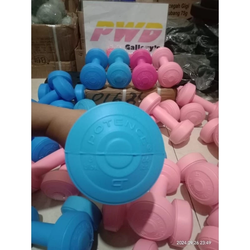 Dumbell / Barbell warna biru merk Potence 3 kg Banjarmasin murah