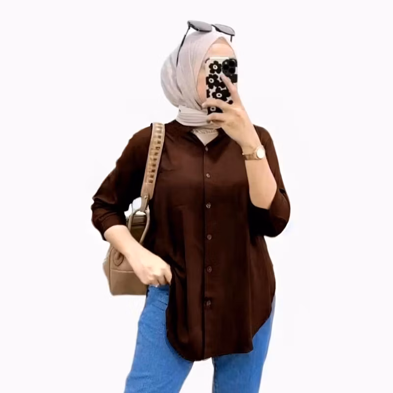 ( DEKURA13 ) Kemeja Wanita Rayon Twill - kemeja Blouse Oversize Shirt Polos