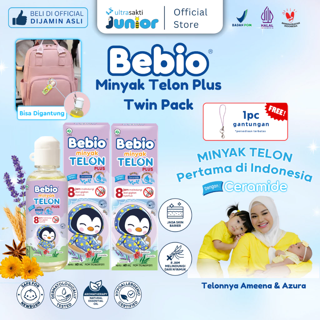 Paket 2 Bebio Minyak Telon Ceramide Plus 60ml Free 1 Gantungan Paket 2 Bebio Minyak Telon Ceramide Plus 60ml Free 1 Gantungan