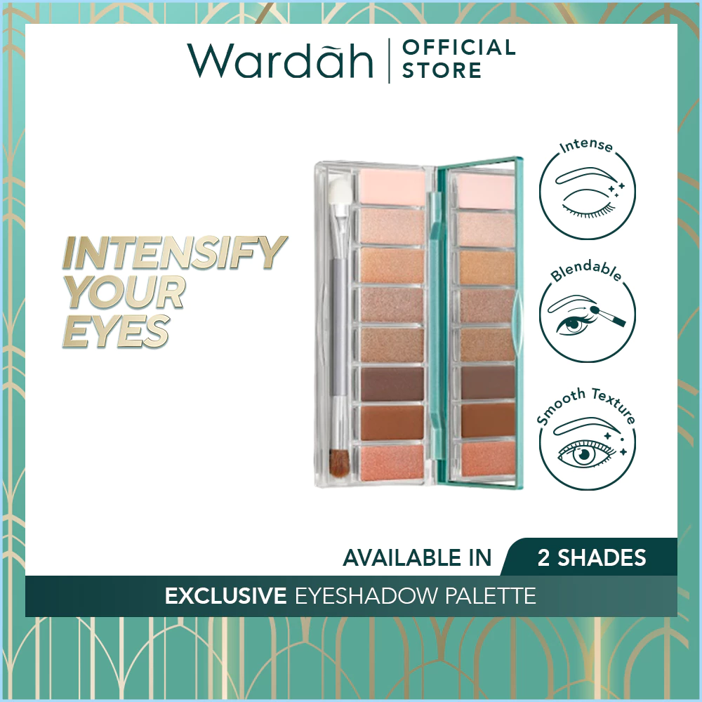 WARDAH Eyeshadow Exclusive Eyeshadow Palette - 9 Warna Pigmented Yang Tahan Lama - Mudah Digunakan dan Blendable dengan Tekstur Lembut Mudah Menempel - Hasil Natural - Eye shadow - Makeup
