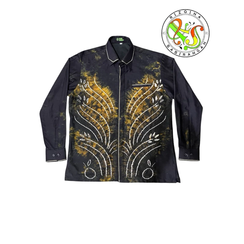 BAJU HEM PRIA SASIRANGAN / ATASAN PRIA / BATIK BANJAR / KEMEJA PRIA BATIK SASIRANGAN KHAS BANJARMASIN FORMAL / NON FORMAL LENGAN PANJANG KATUN SATIN