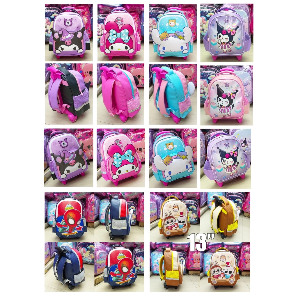 SALE TAS DORONG TROLLEY ANAK PAUD / TK / PLAY GROUP PEREMPUAN GAMBAR KUDA PONY TANDUK SOFT TIMBUL BAHAN TAHAN AIR ( 11 - 12 inch  ) Pilihan Varian