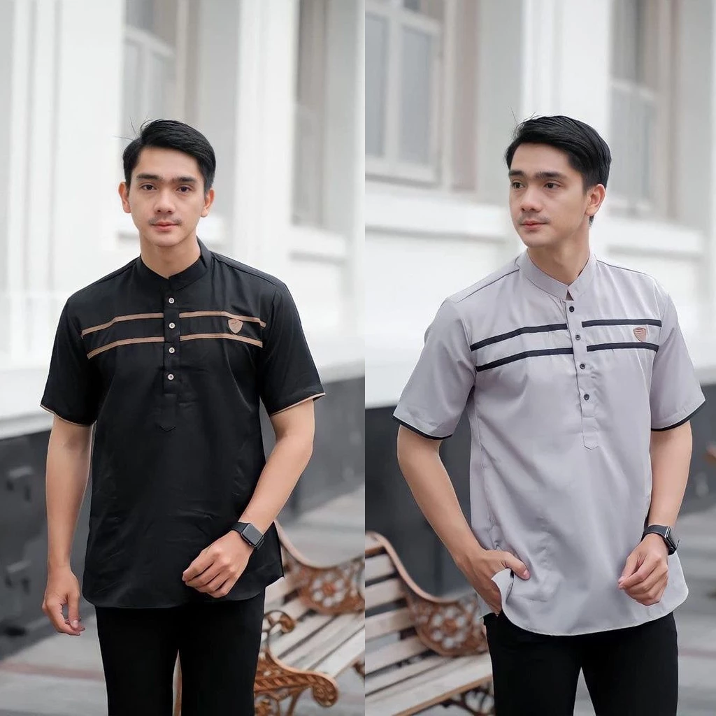 Baju Koko Kurta Lengan Pendek Baju Koko Fashion Muslim Pria Dewasa Terbaru Bahan Toyobo Terlaris